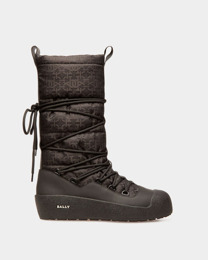 Cathye Recycled Nylon & Leather Boots In Black