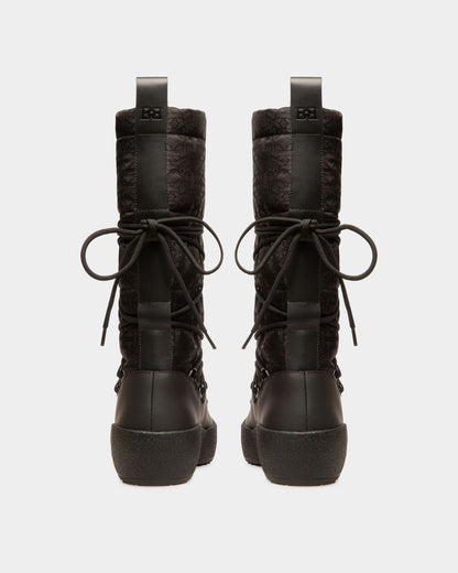 Cathye Recycled Nylon & Leather Boots In Black
