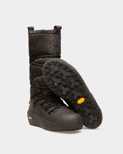 Cathye Recycled Nylon & Leather Boots In Black