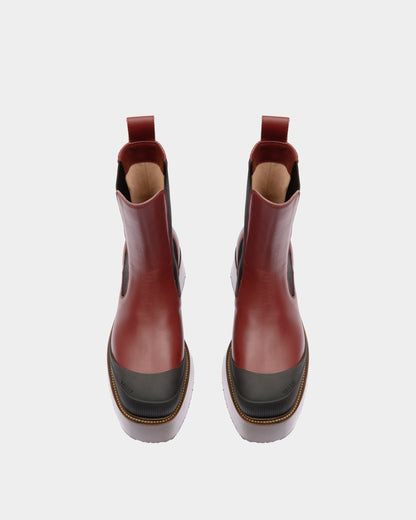Ilene Leather Booties In Heritage Red