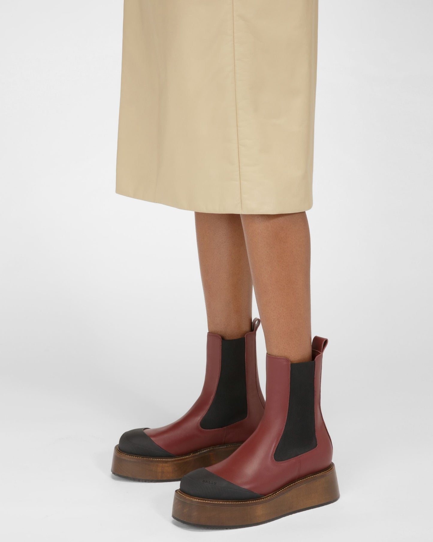 Ilene Leather Booties In Heritage Red