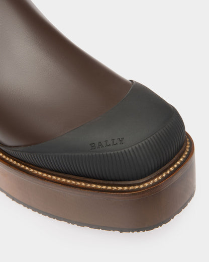 Ilene Leather Booties In Ebony Brown