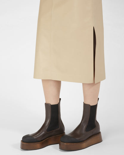 Ilene Leather Booties In Ebony Brown