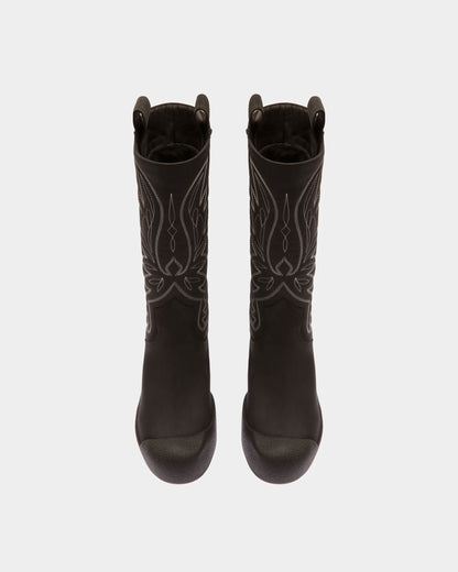 Montana Leather Long Boots In Black