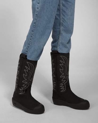 Montana Leather Long Boots In Black