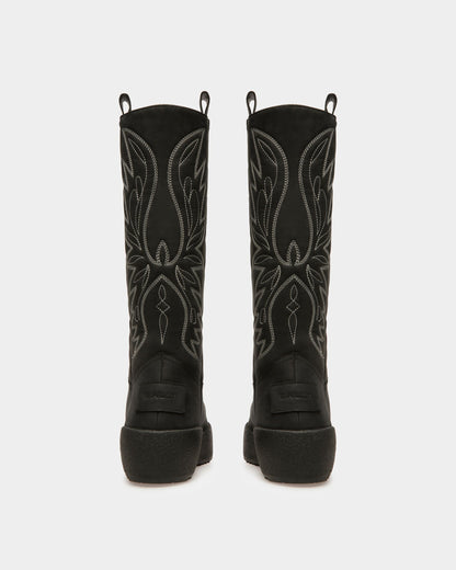 Montana Leather Long Boots In Black