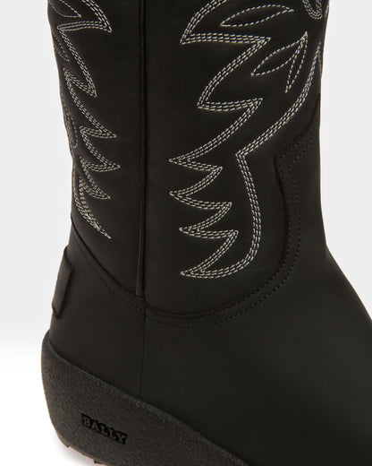 Montana Leather Long Boots In Black