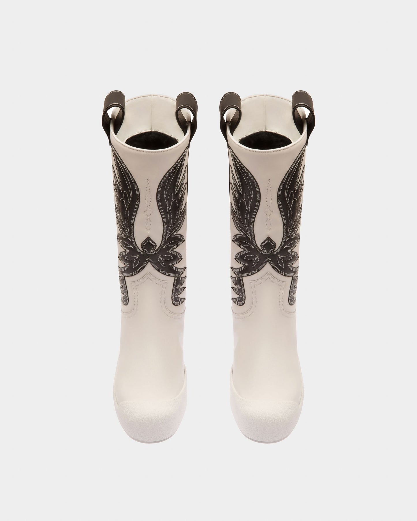 Chambery Leather Long Boots In White & Black