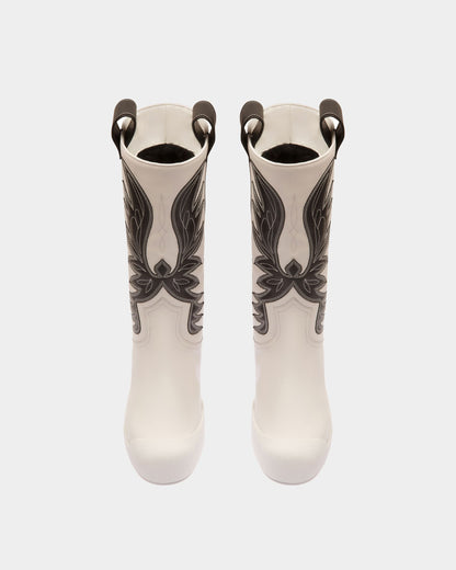 Chambery Leather Long Boots In White & Black