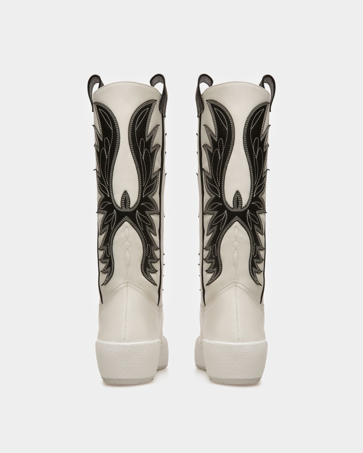 Chambery Leather Long Boots In White & Black