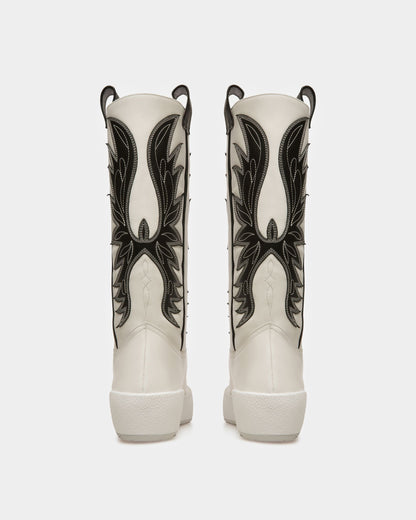Chambery Leather Long Boots In White & Black