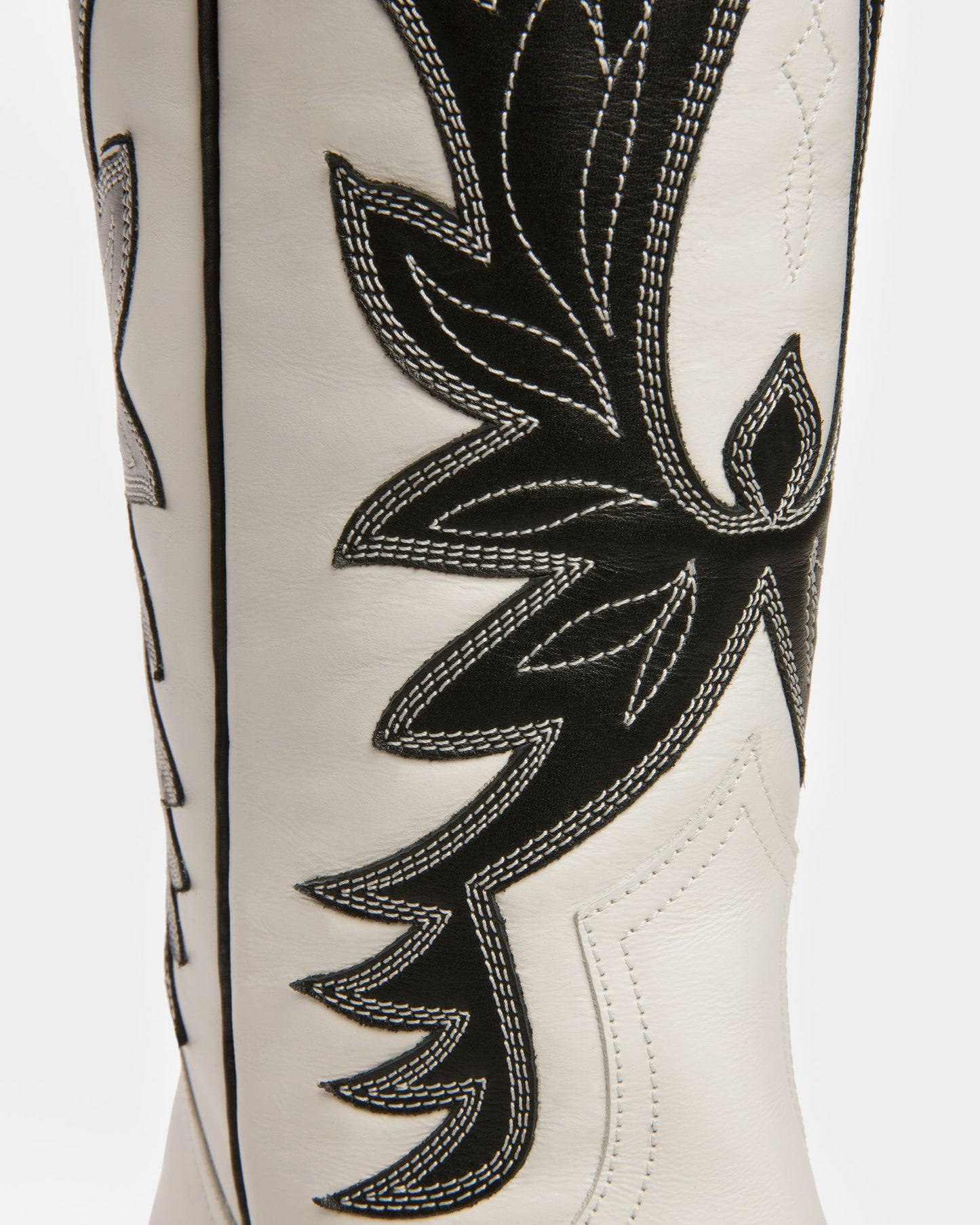 Chambery Leather Long Boots In White & Black
