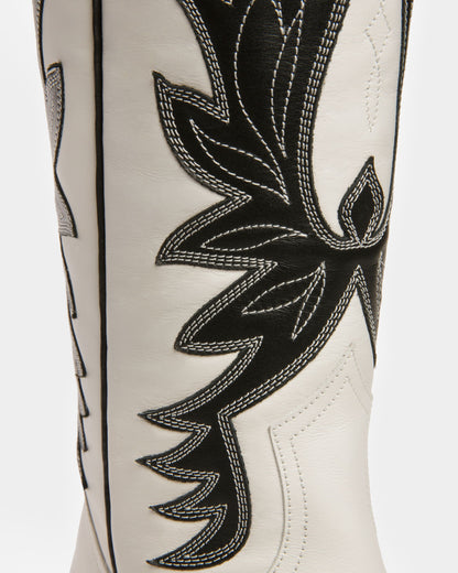 Chambery Leather Long Boots In White & Black