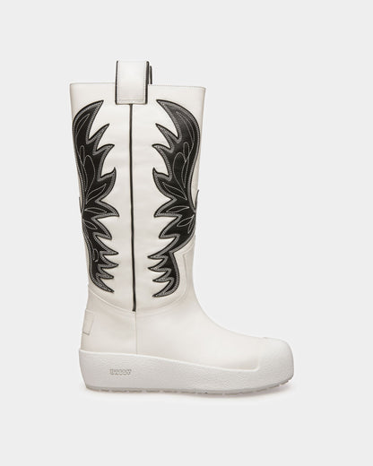 Chambery Leather Long Boots In White & Black