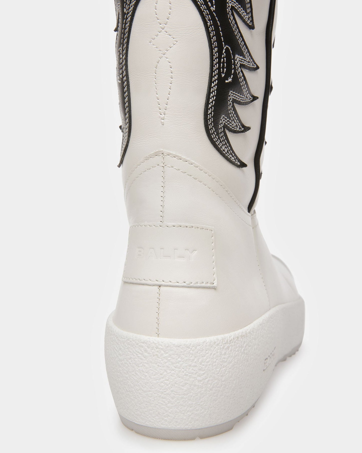 Chambery Leather Long Boots In White & Black