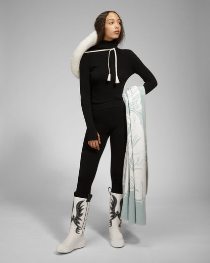 Chambery Leather Long Boots In White & Black