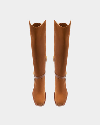 Eloire Leather Long Boots In Brown
