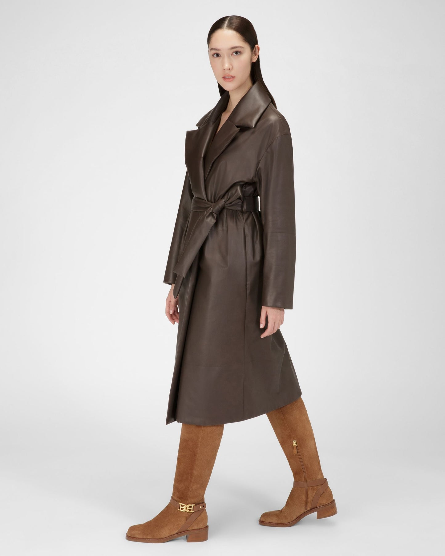 Eloire Leather Long Boots In Brown