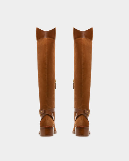 Eloire Leather Long Boots In Brown