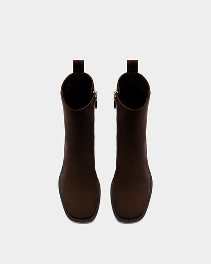 Austine Leather Boots In Ebony Brown