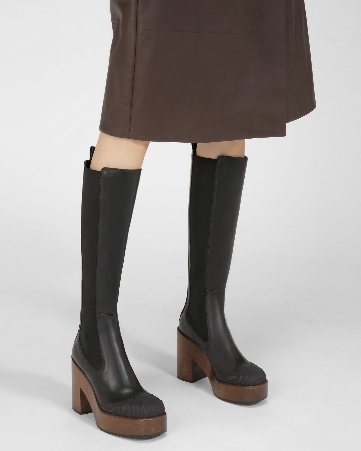 Ianna Leather Long Boots In Black