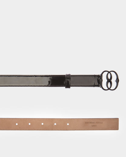 Emblem Fixed Belt In Black Leather