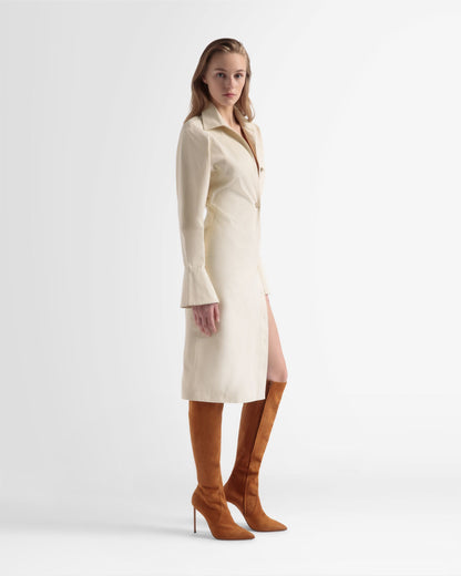 Cotton Shirt Dress In Off-White
