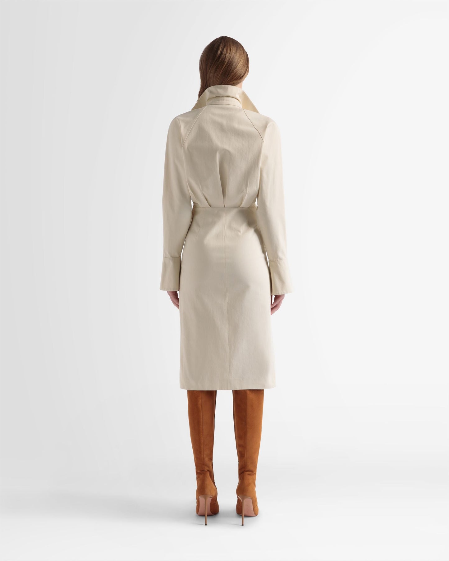 Cotton Shirt Dress In Off-White