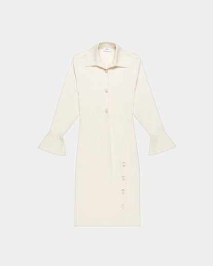 Cotton Shirt Dress In Off-White