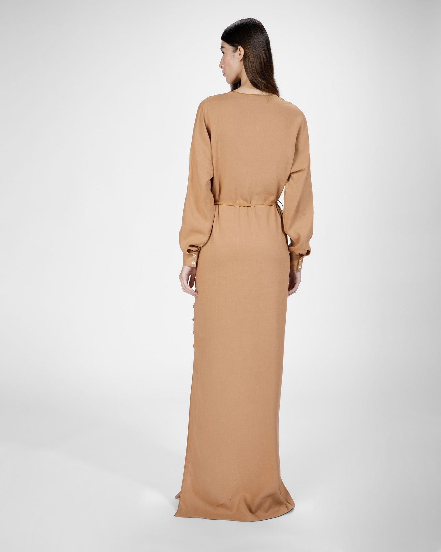 Long Sleeve Linen Maxi Dress In Desert