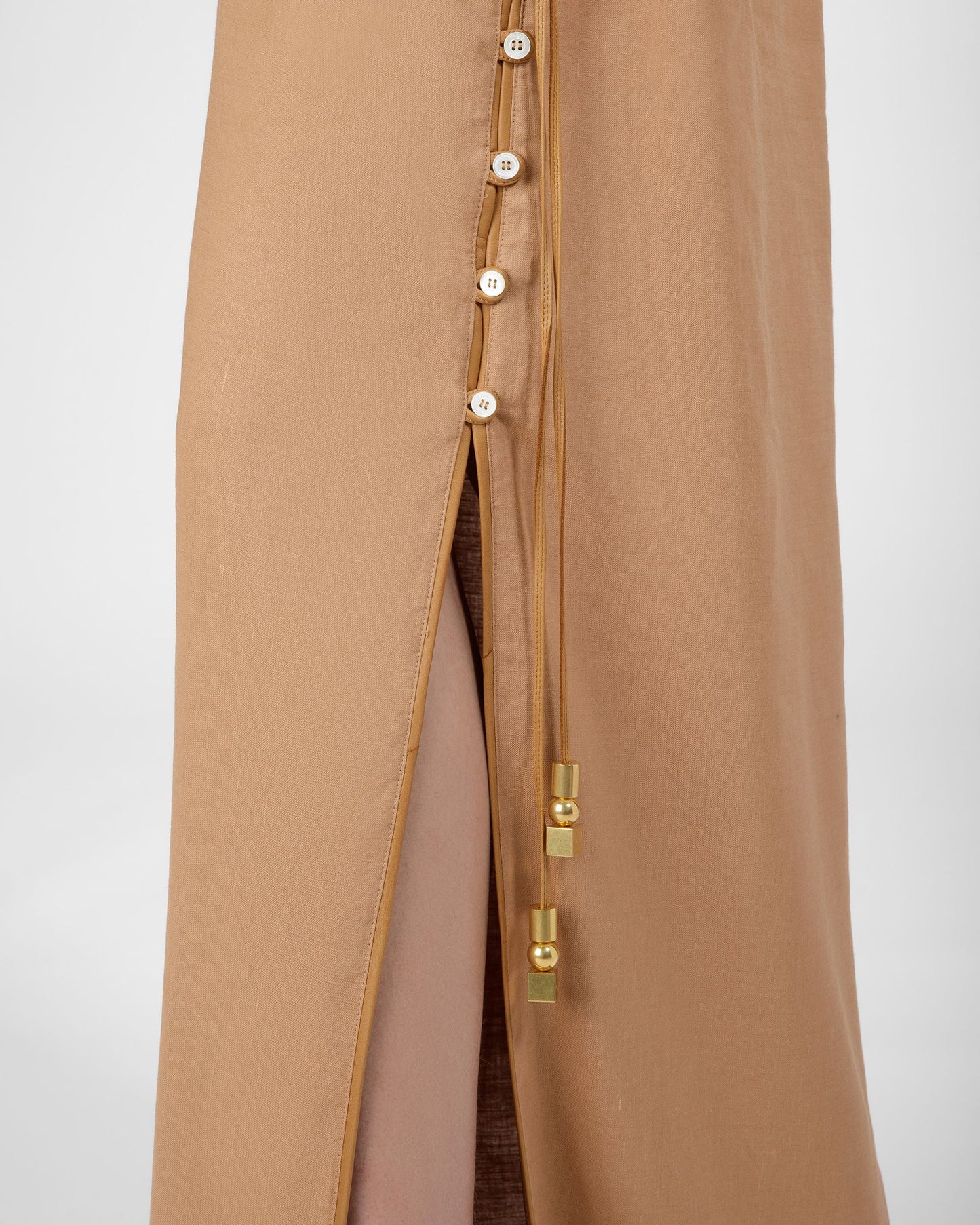 Long Sleeve Linen Maxi Dress In Desert