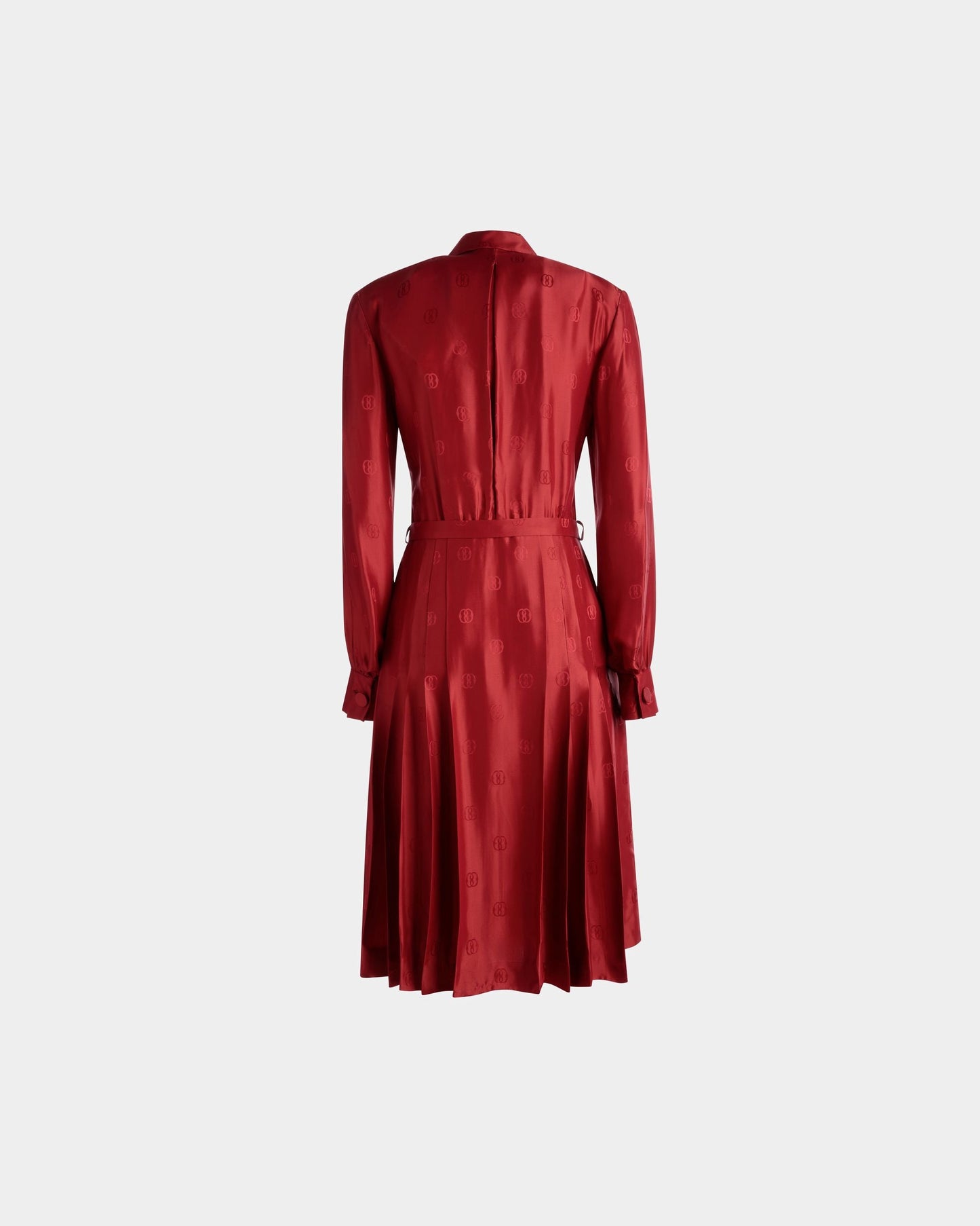 Emblem Belted Dress In Deep Ruby Silk
