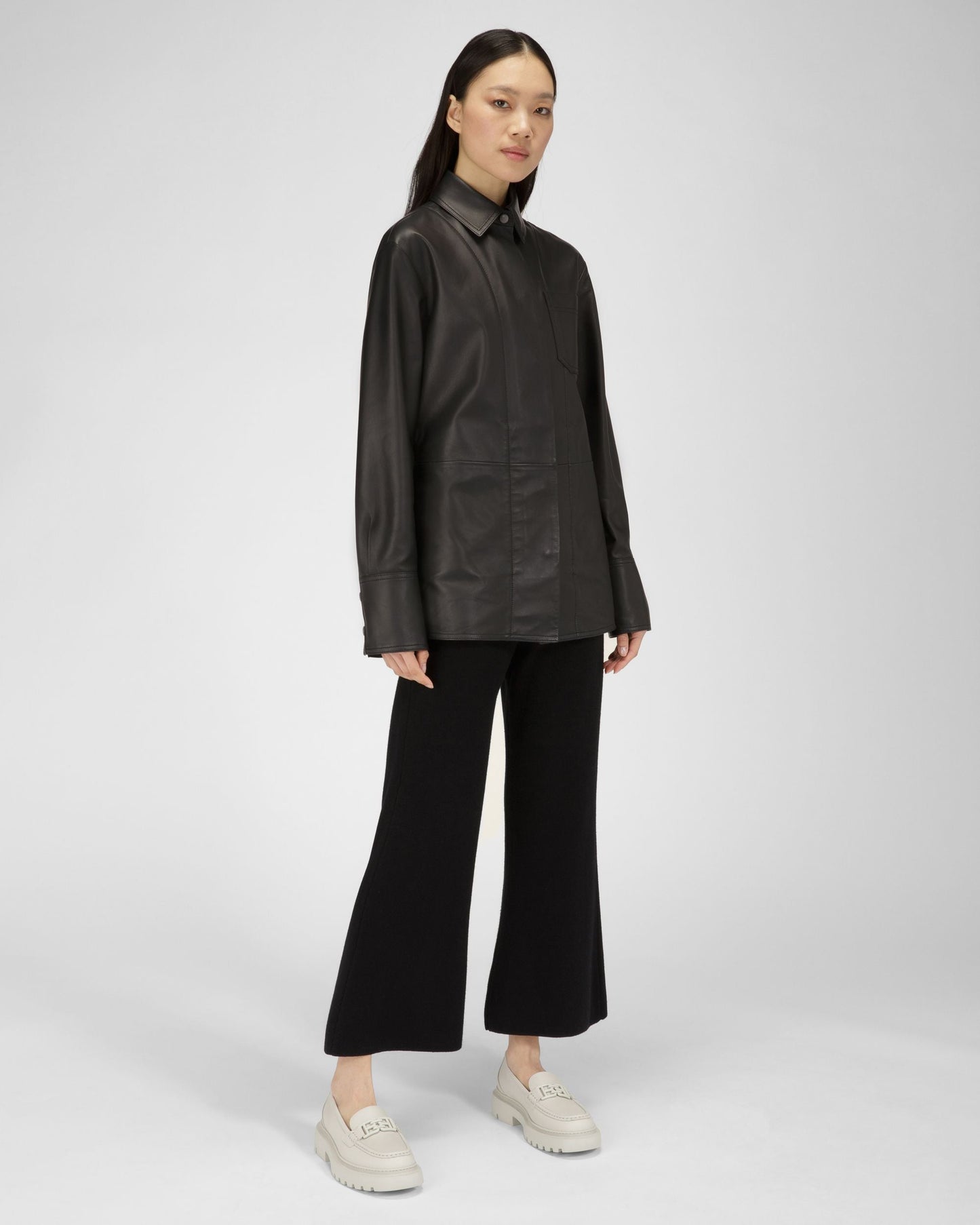 Gioia Flat Leather Moccasins In Denty White