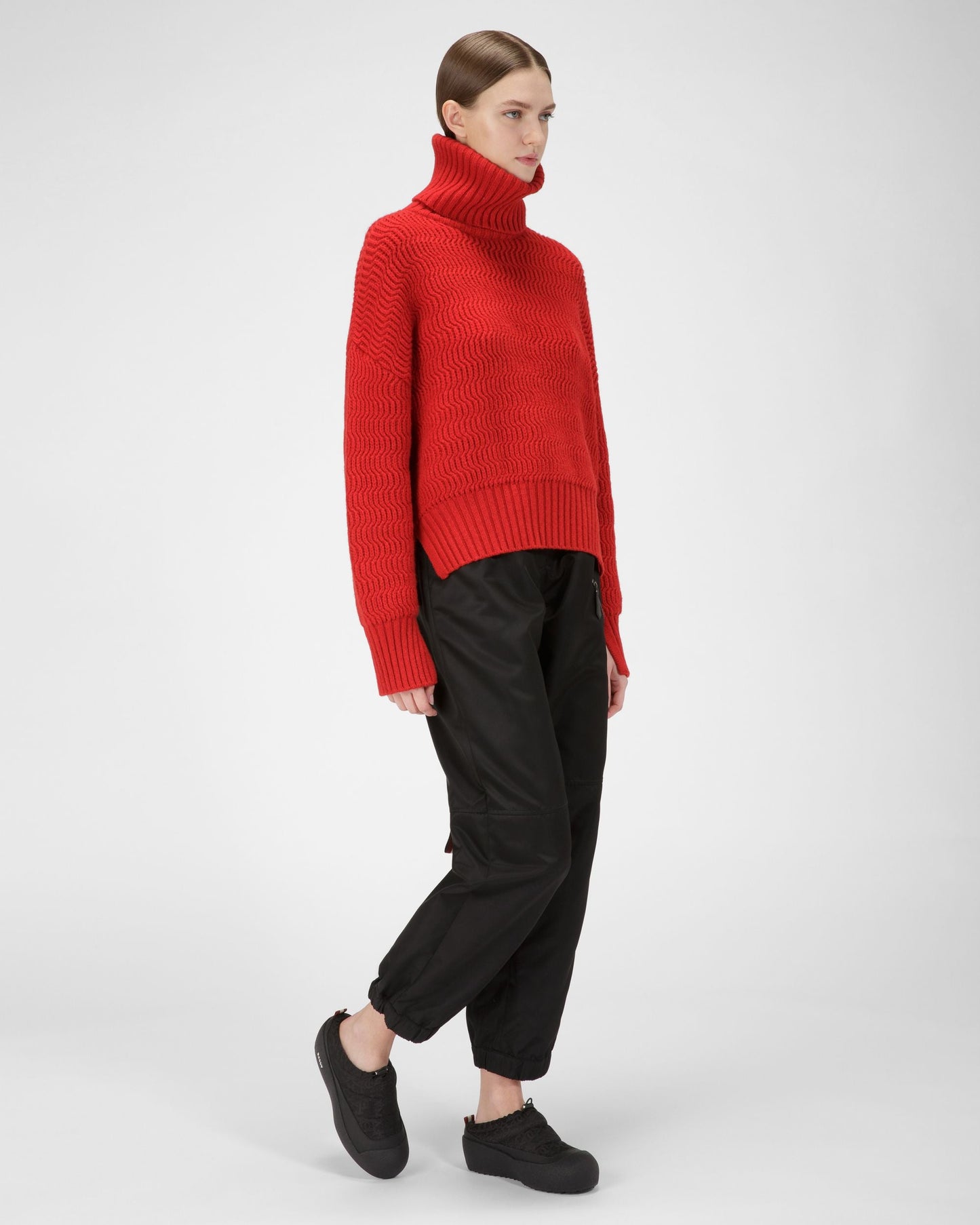 Carys Nylon Jacquard Slippers In Black