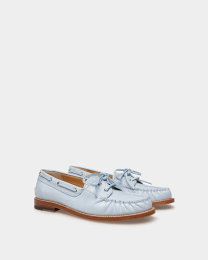 Rome Moccasins In Light Blue Leather