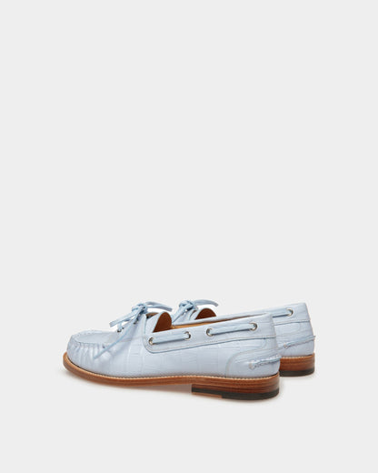 Rome Moccasins In Light Blue Leather