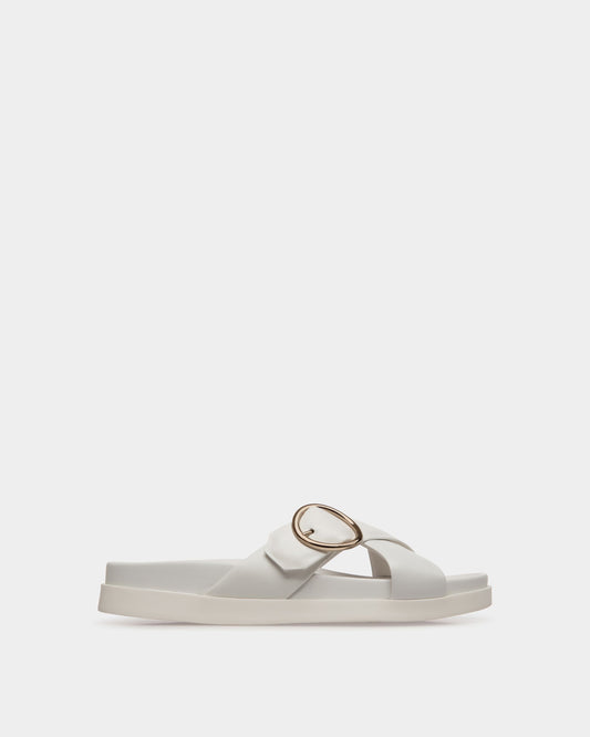 Slide Sandal in White Leather