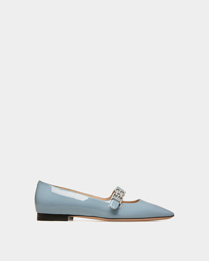 Elis Leather Flat Pumps In Light Blue