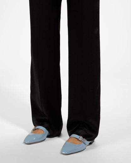 Elis Leather Flat Pumps In Light Blue