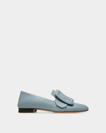 Janelle Leather Loafers In Light Blue