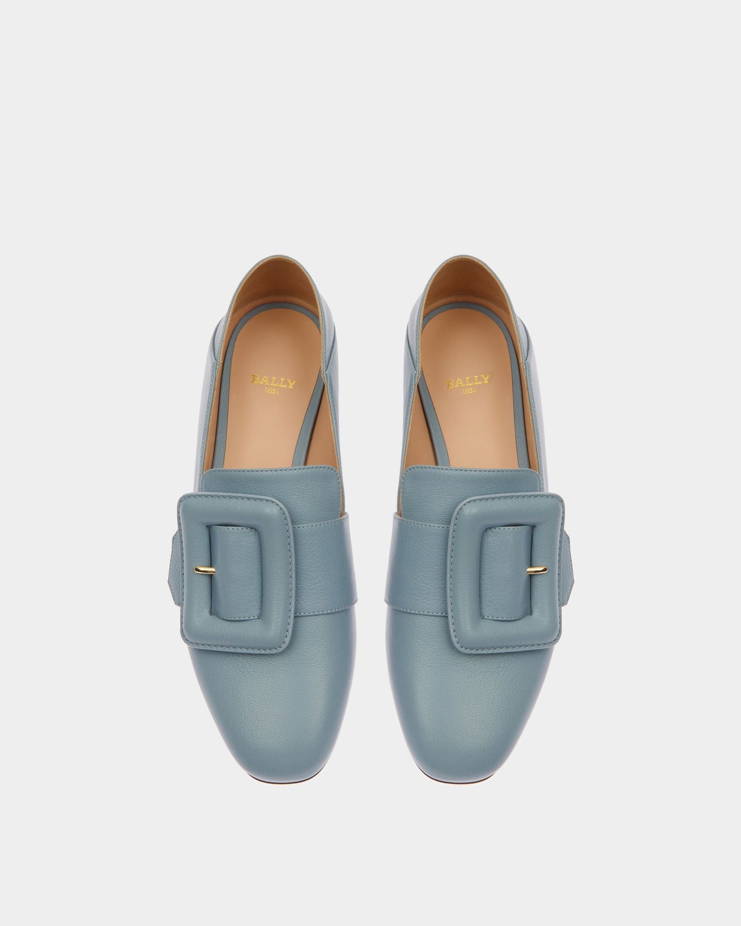 Janelle Leather Loafers In Light Blue