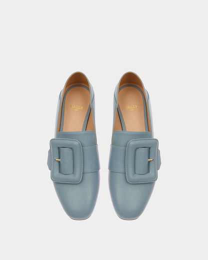 Janelle Leather Loafers In Light Blue