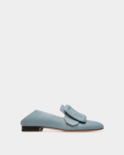 Janelle Leather Loafers In Light Blue