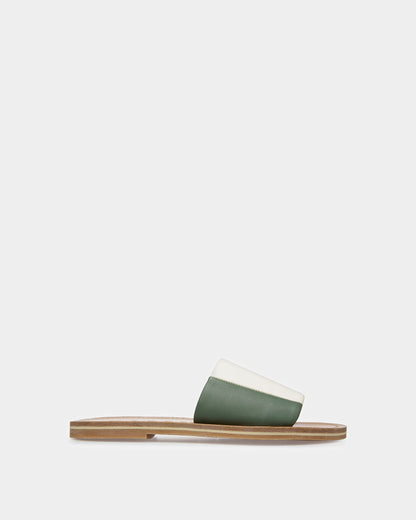 Bianka Leather Slides In Sage And Bone