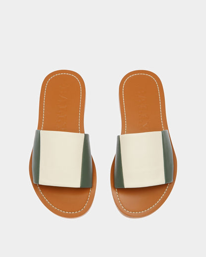 Bianka Leather Slides In Sage And Bone