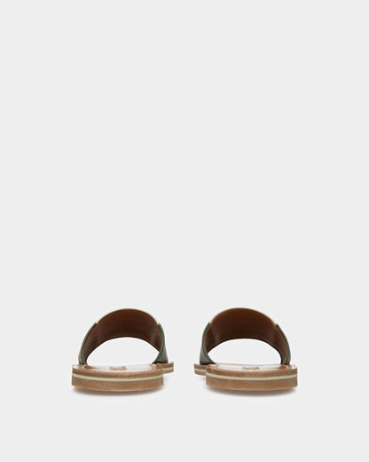 Bianka Leather Slides In Sage And Bone