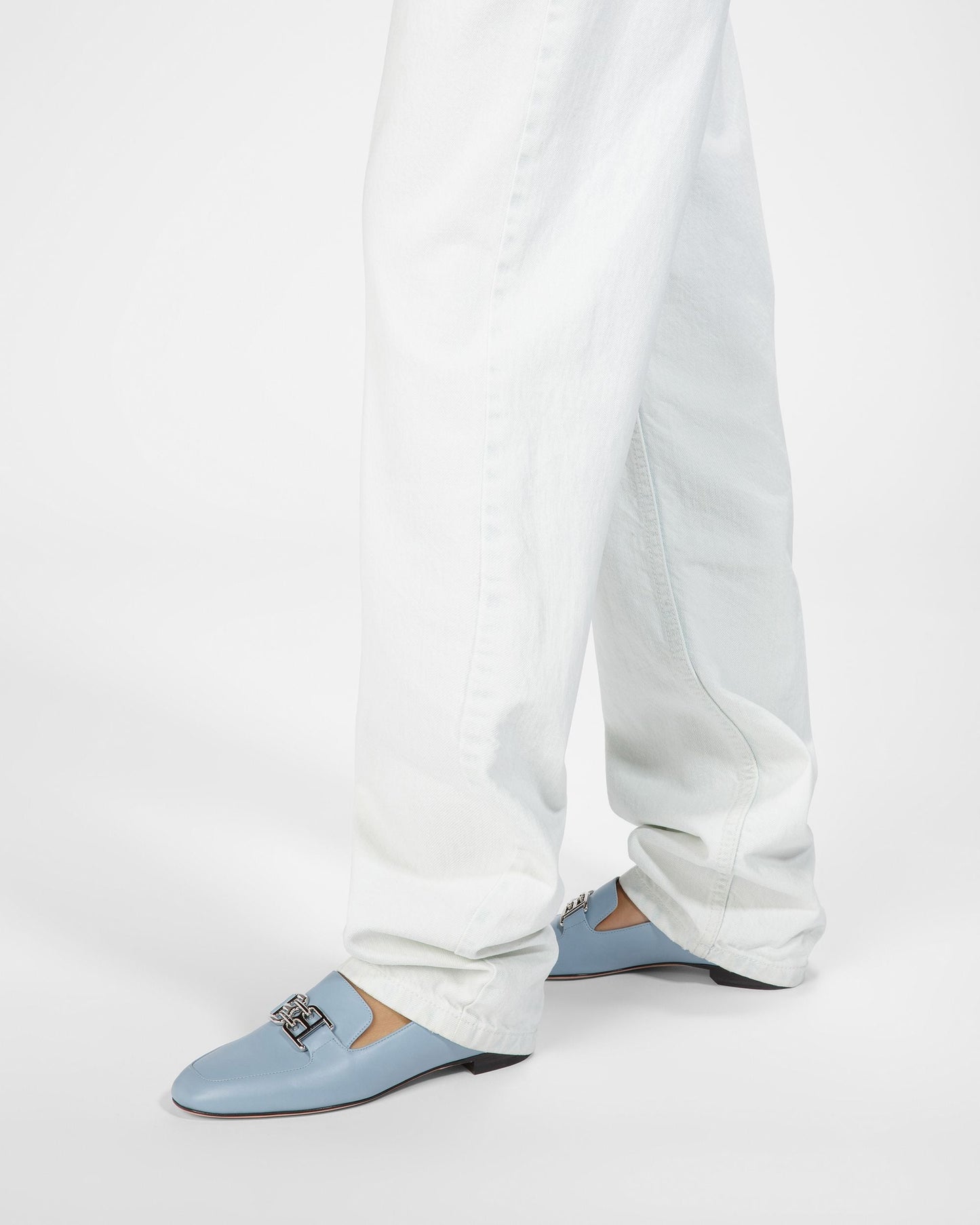 Ellah Leather Loafers In Light Blue