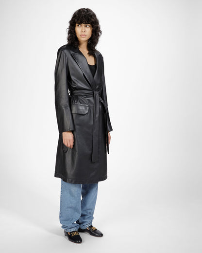 Ellah Flat Leather Loafers In Black