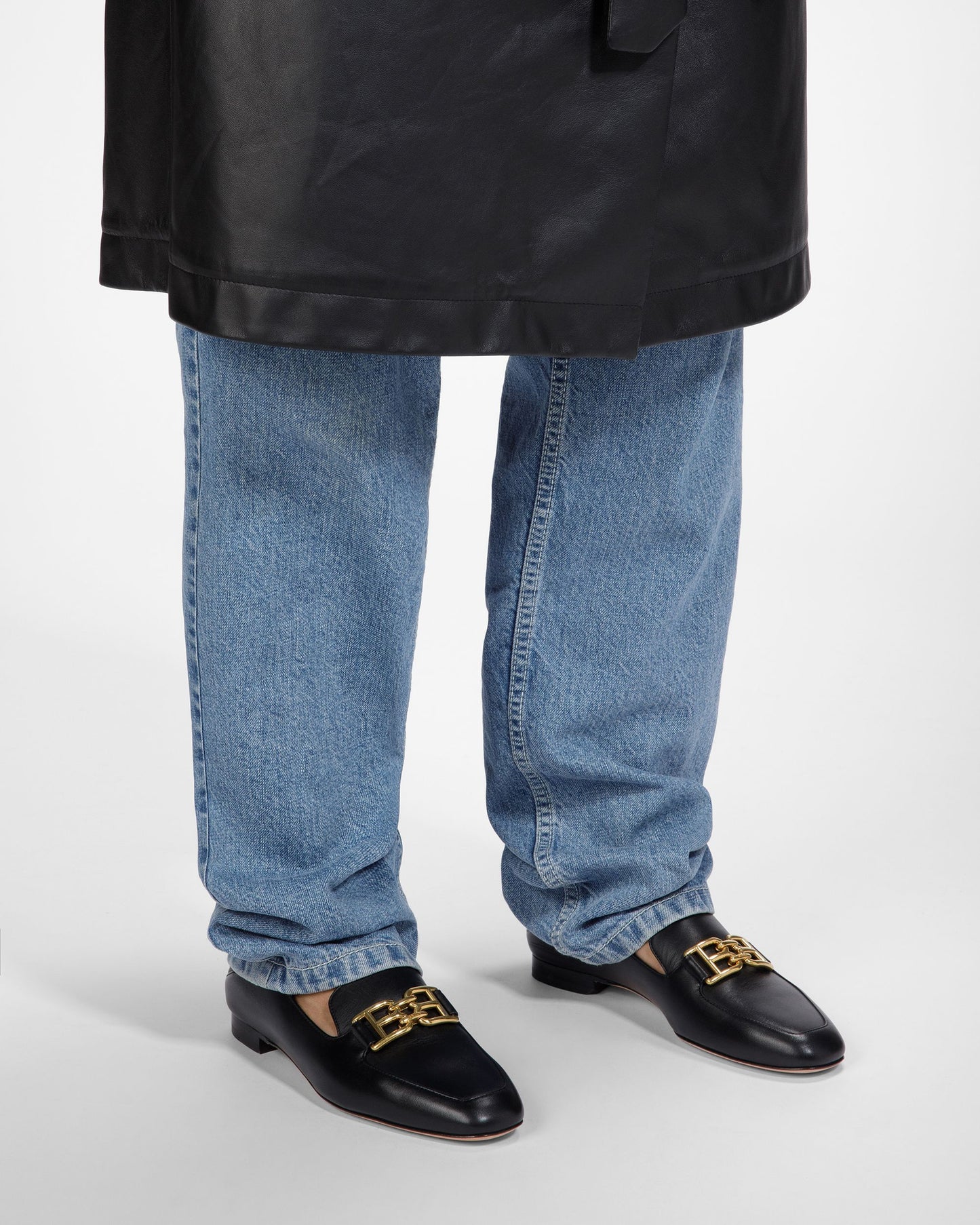 Ellah Flat Leather Loafers In Black