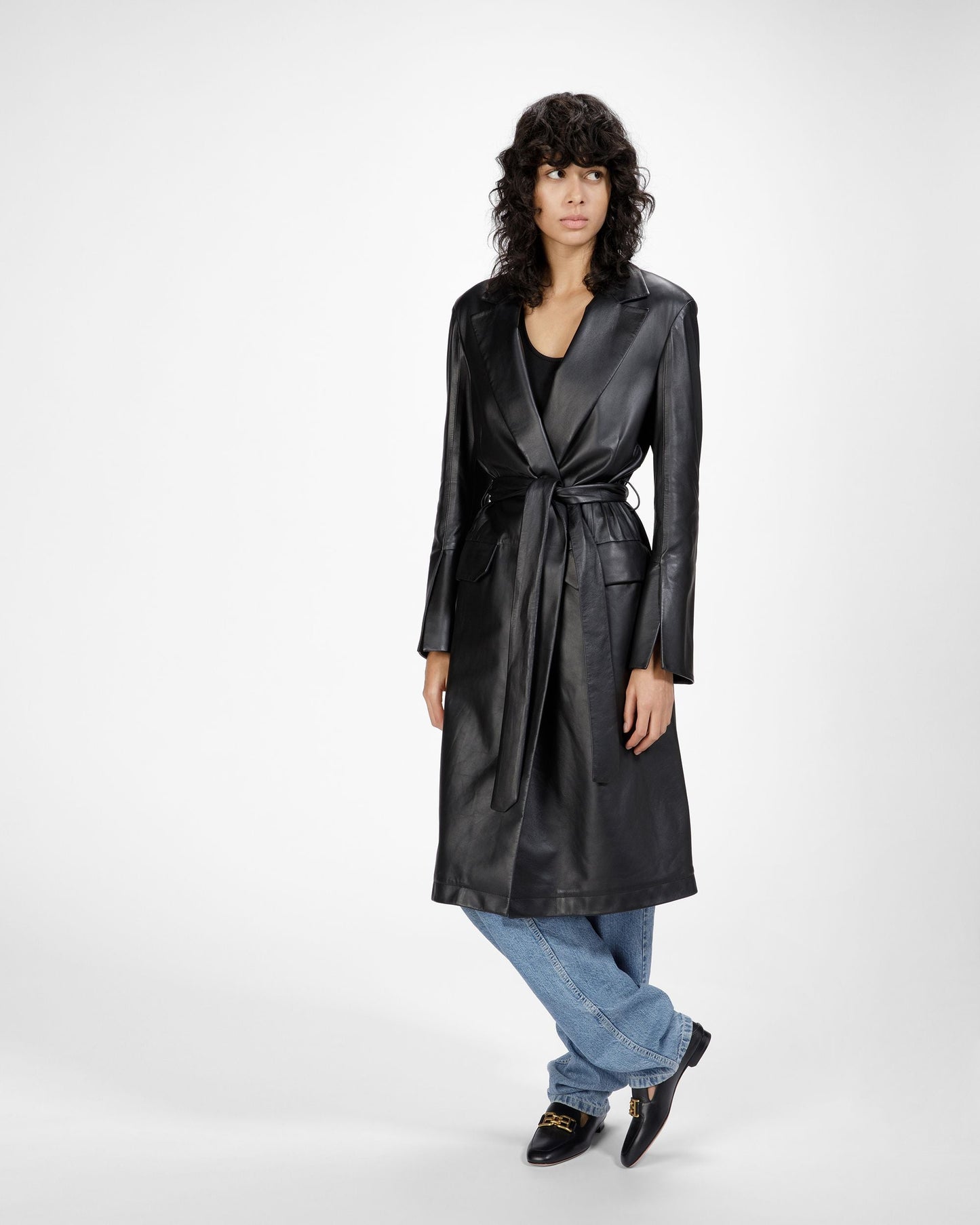 Ellah Flat Leather Loafers In Black